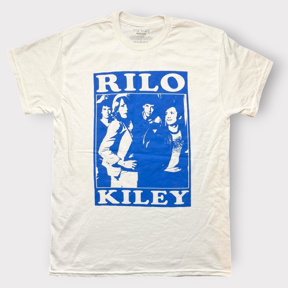 Rilo Kiley 2025 Tour T-Shirt White Blue Graphic Band Merch Medium